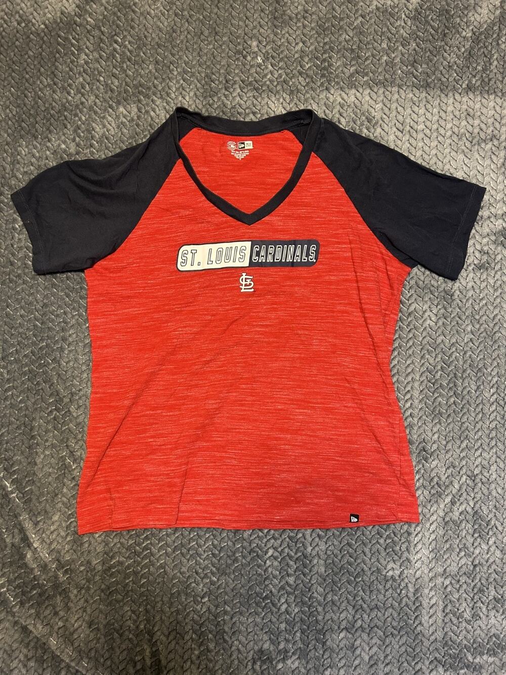 St. Louis Cardinals Shirt Women 1X Red Black Cotton New Era Baseball MLB Sports
